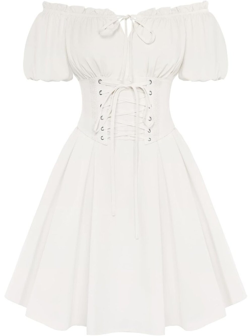 Scarlet Darkness Women White Corset Dress Midi Off Shoulder Fairy Dresses